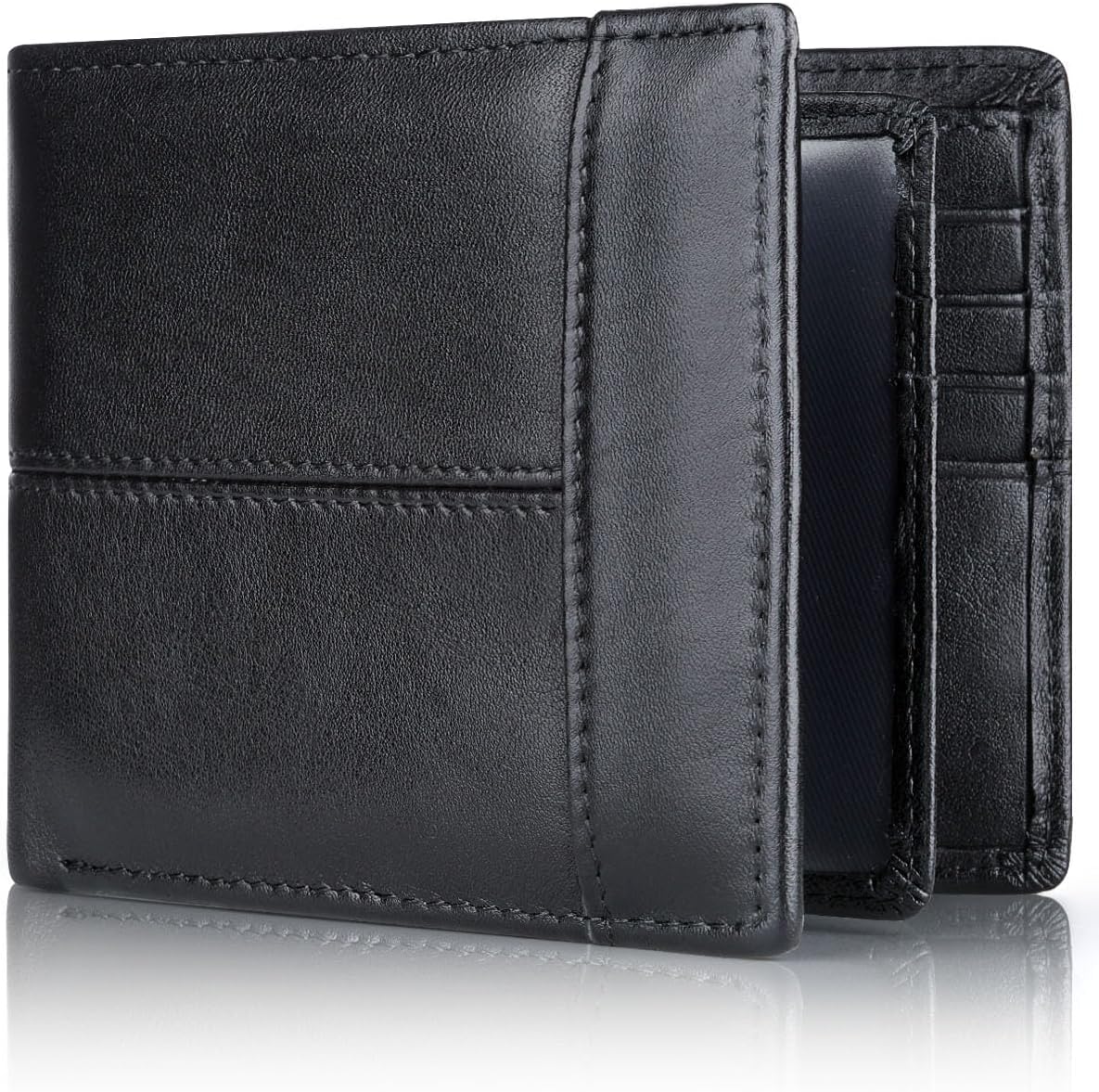 Genuine Leather RFID-Blocking Bifold Wallet for Men