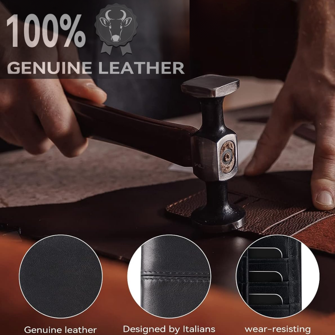 Genuine Leather RFID-Blocking Bifold Wallet for Men