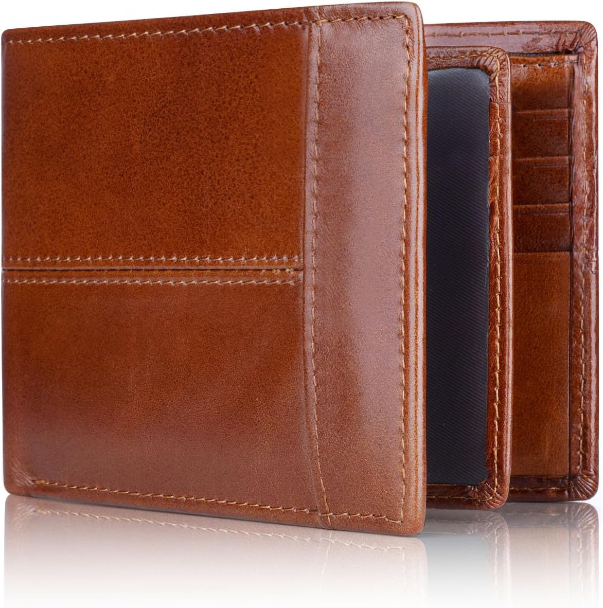 Genuine Leather RFID-Blocking Bifold Wallet for Men