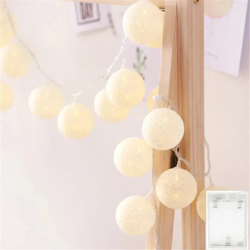 Pastel Cotton Ball Fairy Lights USB String Lights