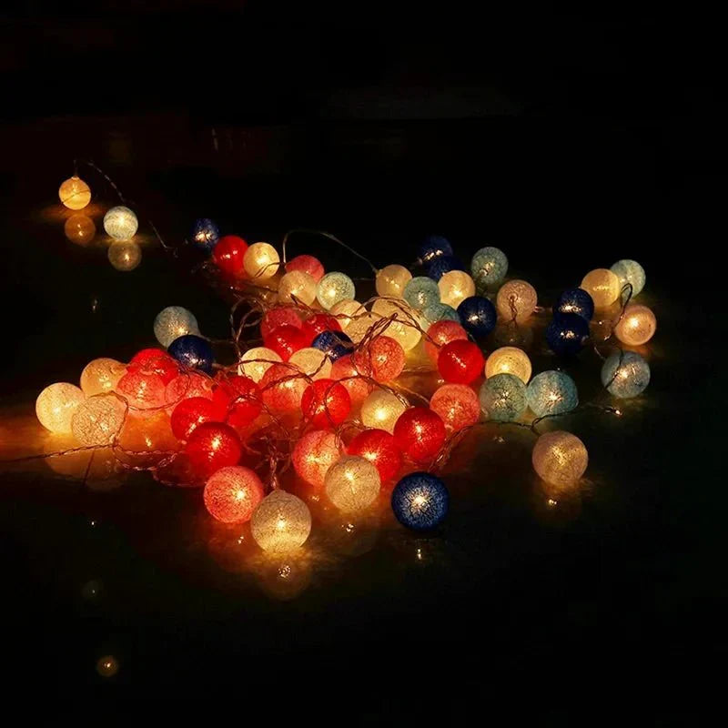 Pastel Cotton Ball Fairy Lights USB String Lights