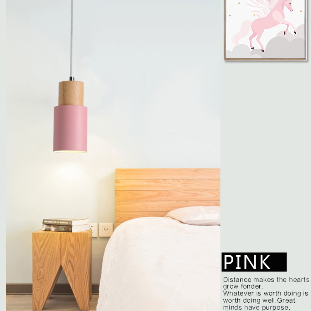 Nordic Glass Pendant Lamp with Wood Base