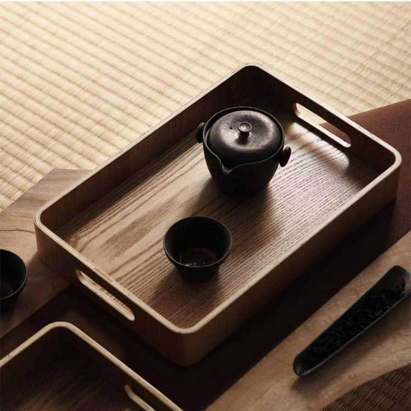 Walnut Round Serving Tray - Elegant Stackable Design