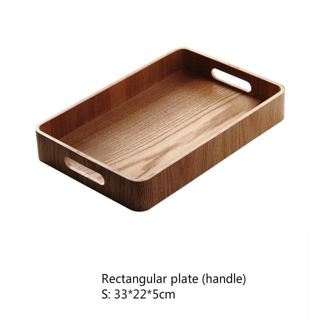Walnut Round Serving Tray - Elegant Stackable Design