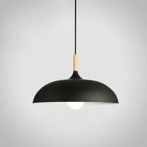 Pastel Metal and Wood Pendant Light with Adjustable Cord