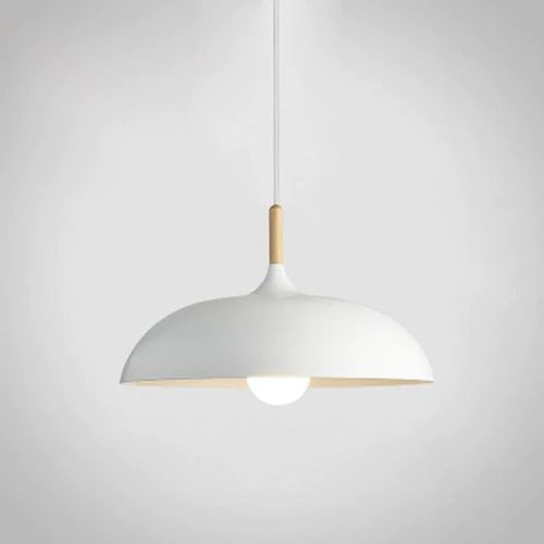 Pastel Metal and Wood Pendant Light with Adjustable Cord