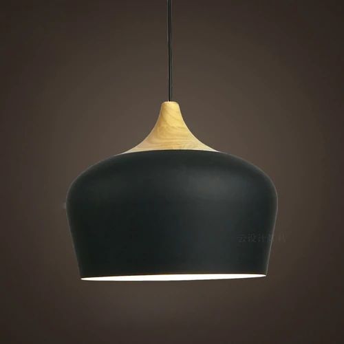 Pastel Metal and Wood Pendant Light with Adjustable Cord