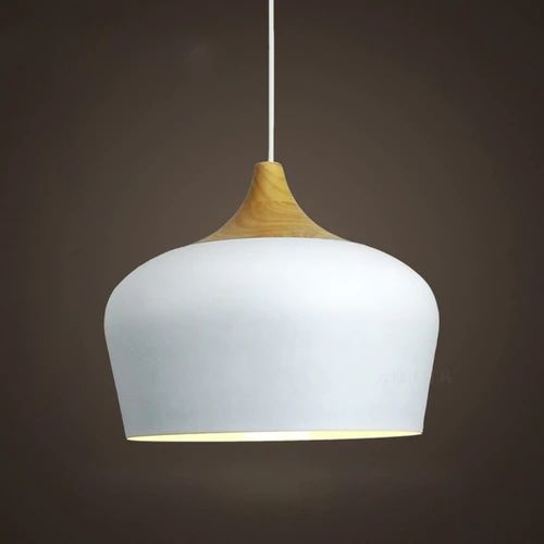 Pastel Metal and Wood Pendant Light with Adjustable Cord