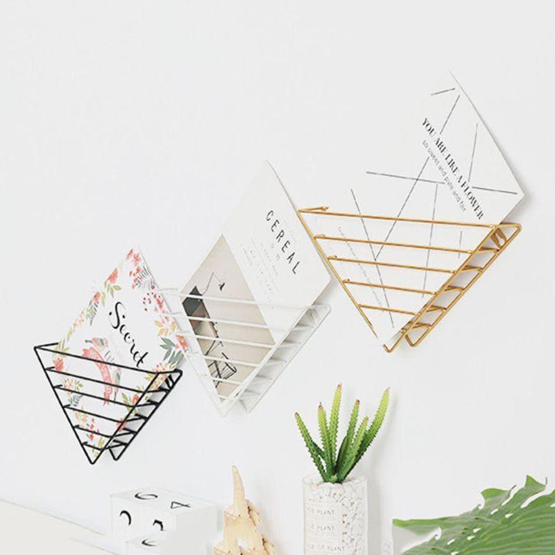 Geometric Metal Wall Shelf for Books and Magazines