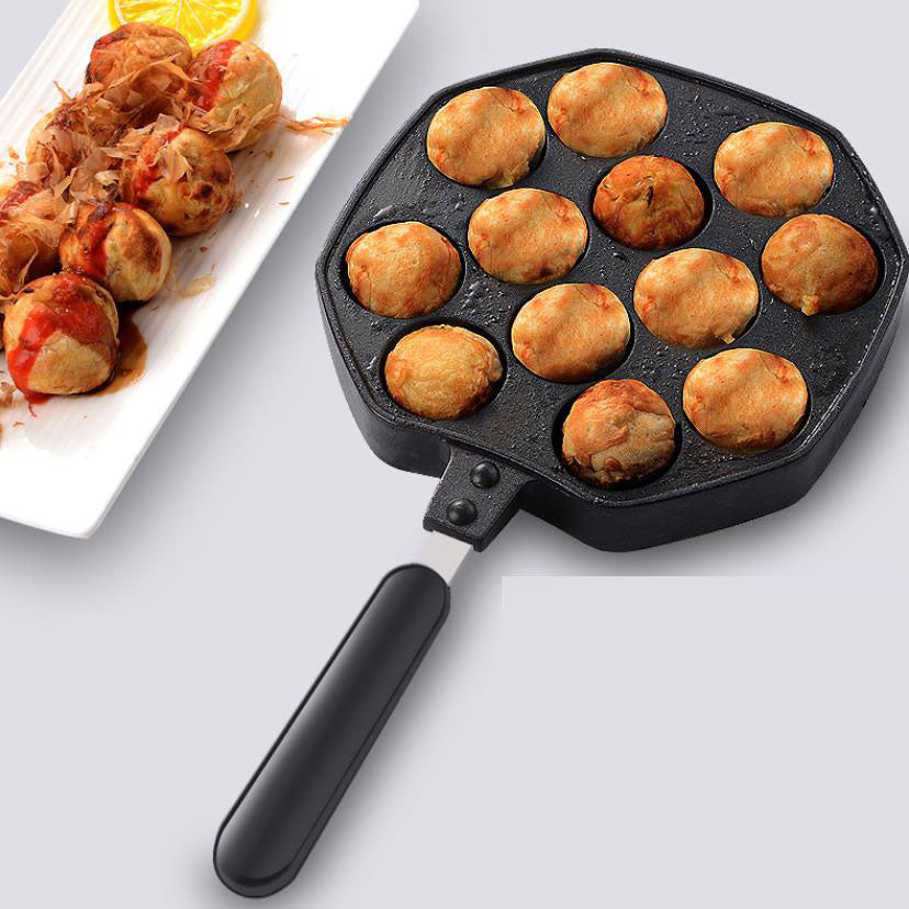 Japanese Takoyaki Griddle with Non-Stick Surface and Insulated Handle