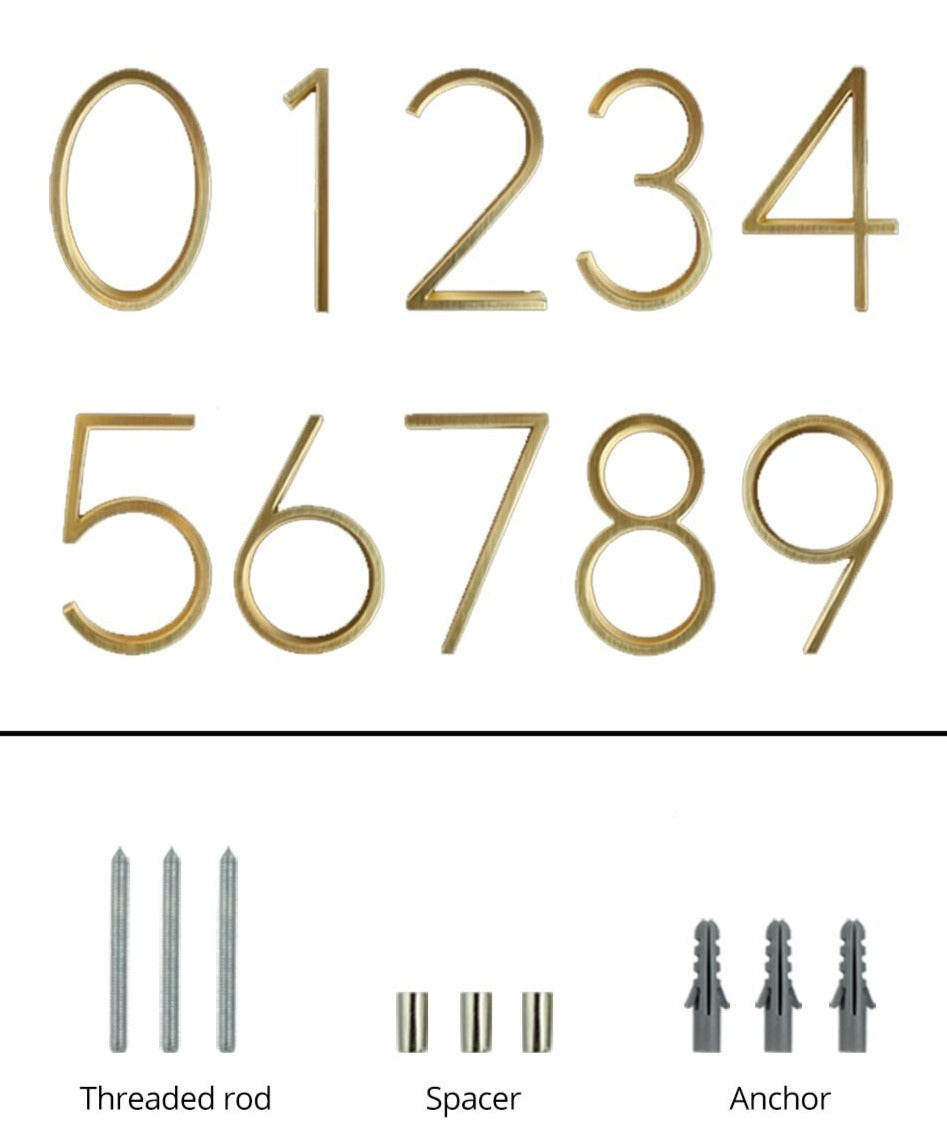 Gold Modern Zinc Alloy House Numbers