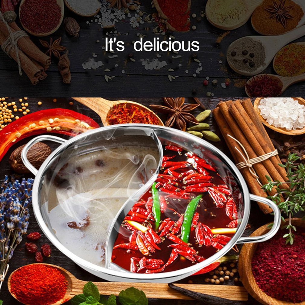 Twin Split Stainless Steel Hot Pot with S-Shaped Divider