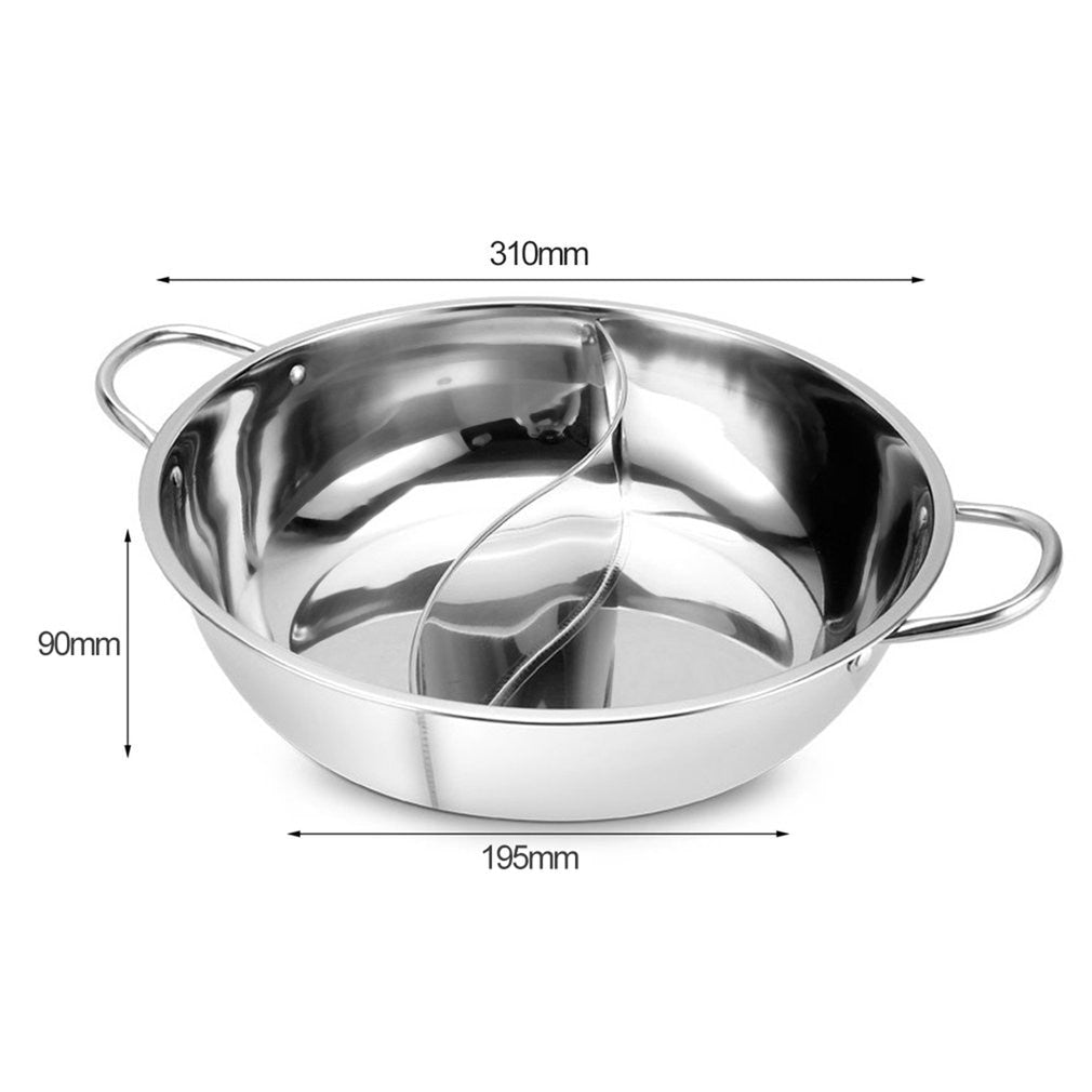 Twin Split Stainless Steel Hot Pot with S-Shaped Divider