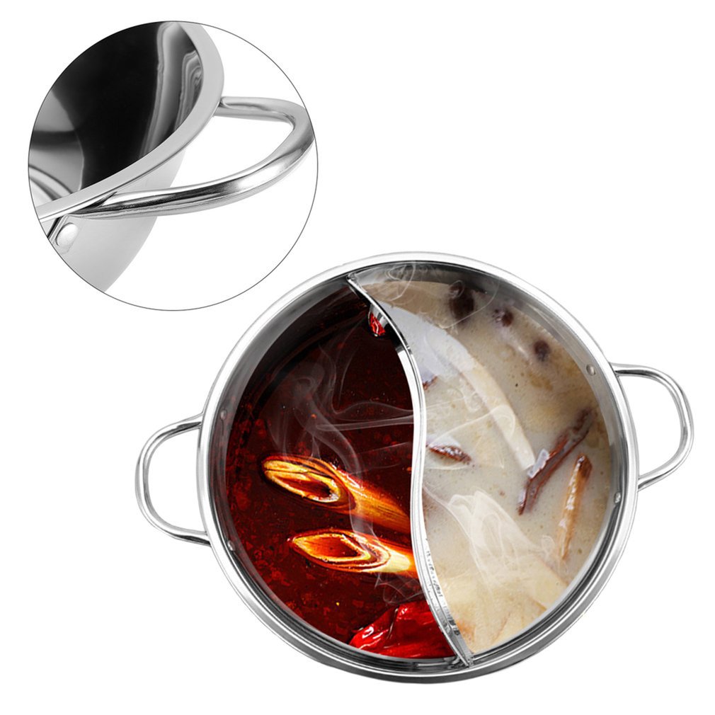 Twin Split Stainless Steel Hot Pot with S-Shaped Divider