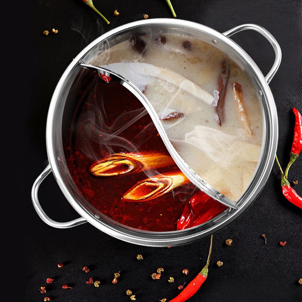 Twin Split Stainless Steel Hot Pot with S-Shaped Divider