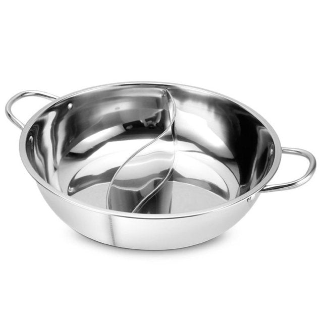 Twin Split Stainless Steel Hot Pot with S-Shaped Divider