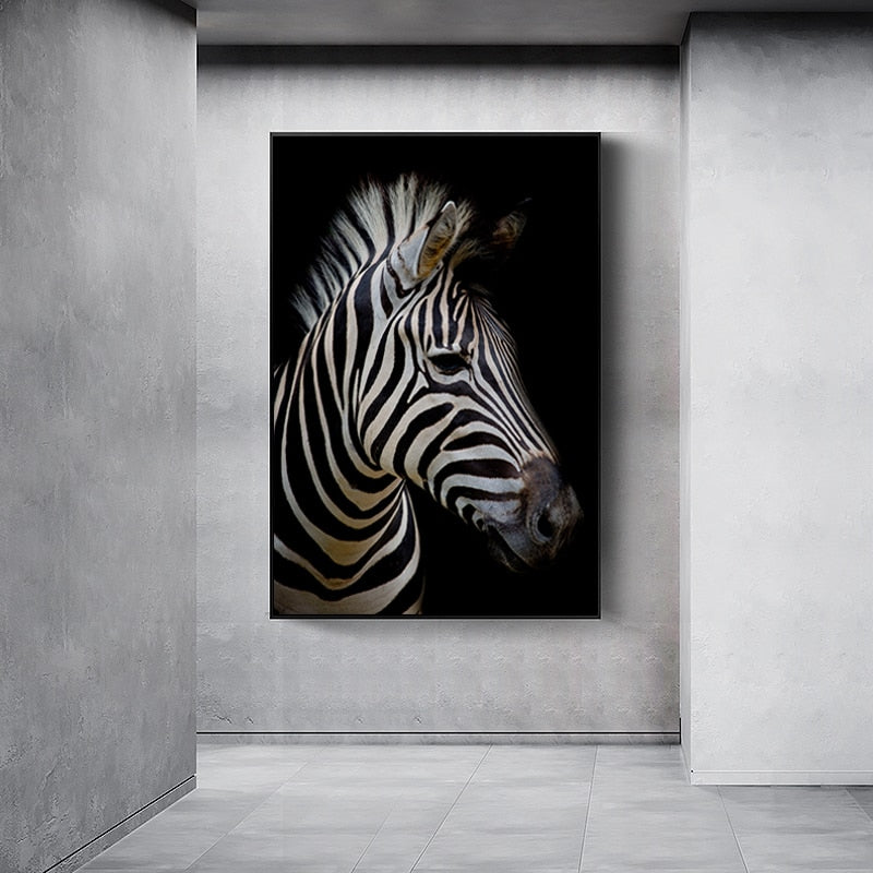 Black and White African Wildlife Canvas Wall Art