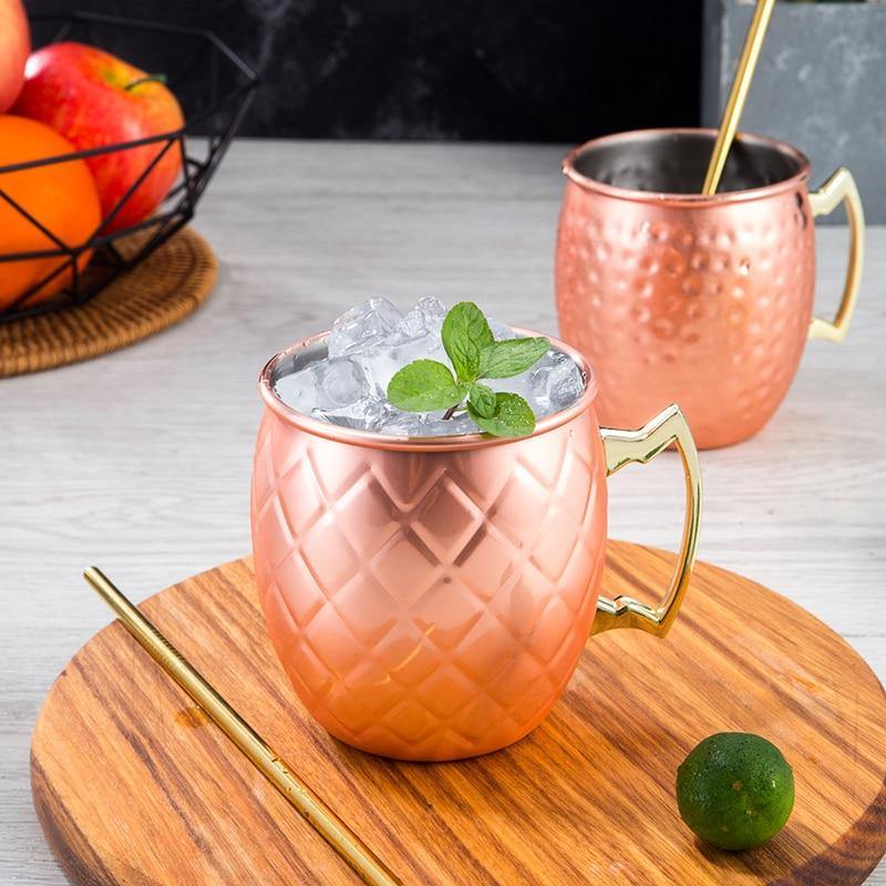 Stainless Steel Moscow Mule Mug - Hammered, Smooth, or Diamond Finish in Silver, Copper, or Rose Gold