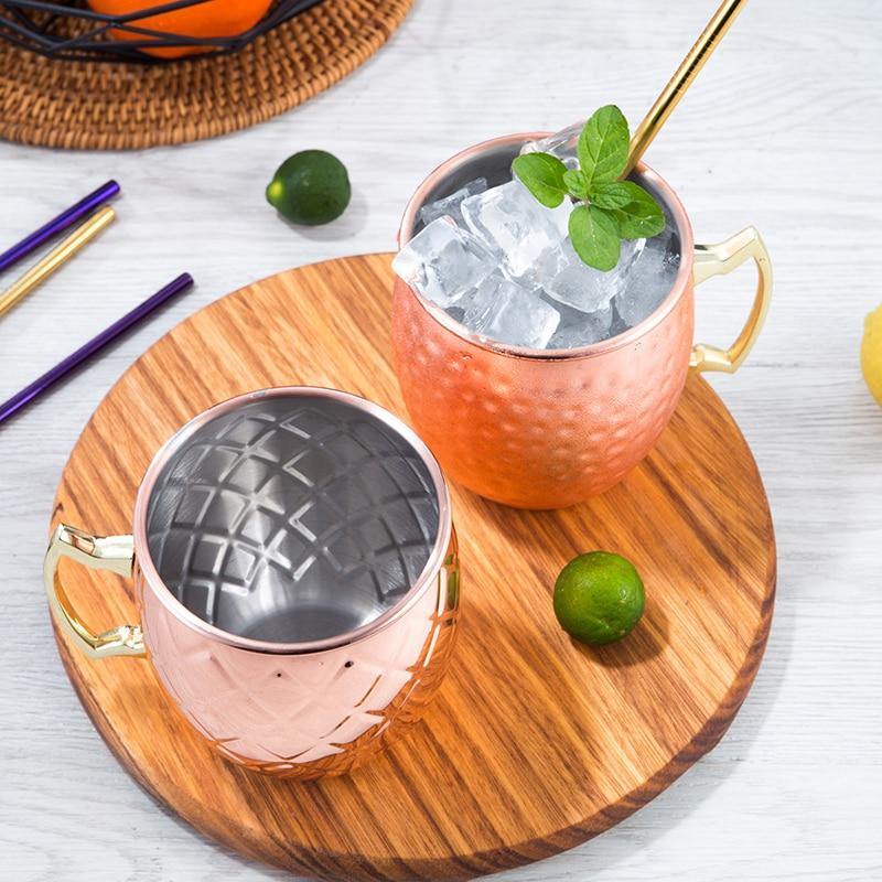 Stainless Steel Moscow Mule Mug - Hammered, Smooth, or Diamond Finish in Silver, Copper, or Rose Gold