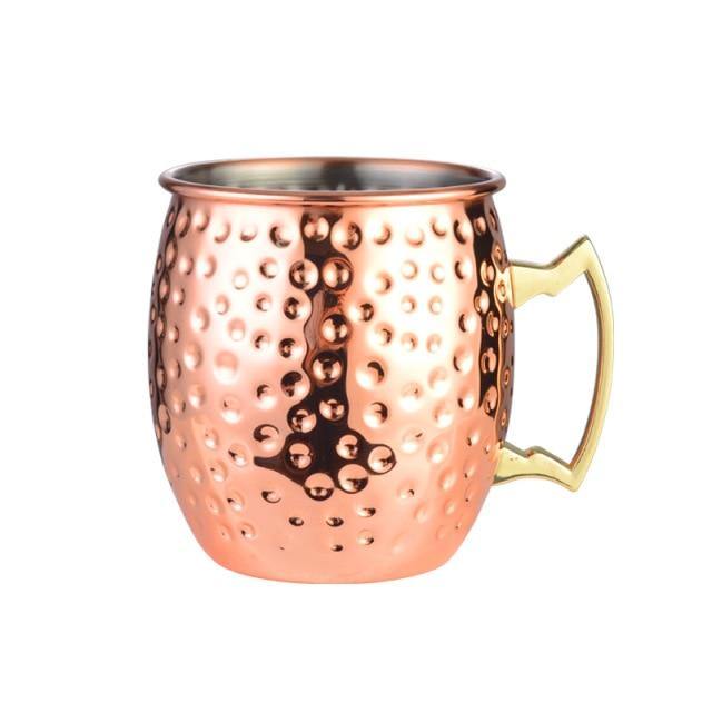 Stainless Steel Moscow Mule Mug - Hammered, Smooth, or Diamond Finish in Silver, Copper, or Rose Gold