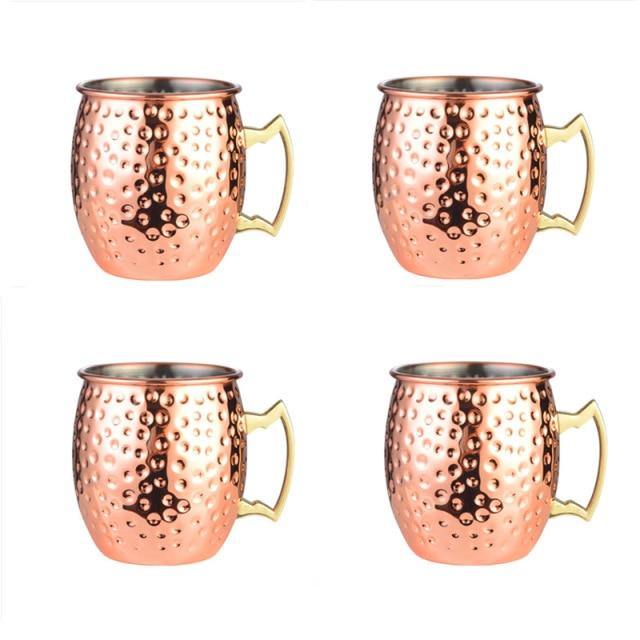Stainless Steel Moscow Mule Mug - Hammered, Smooth, or Diamond Finish in Silver, Copper, or Rose Gold