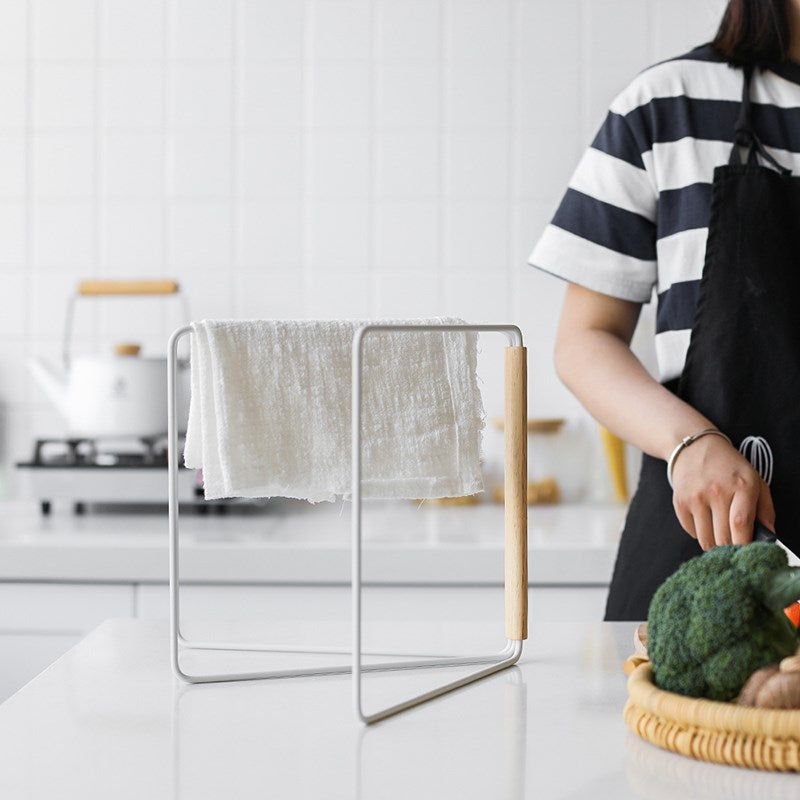 Rotating Modern Kitchen Towel Holder with Wooden Rod