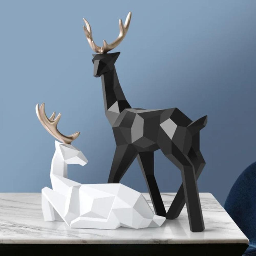 Geometric Resin Deer Figurine for Modern Home Decor
