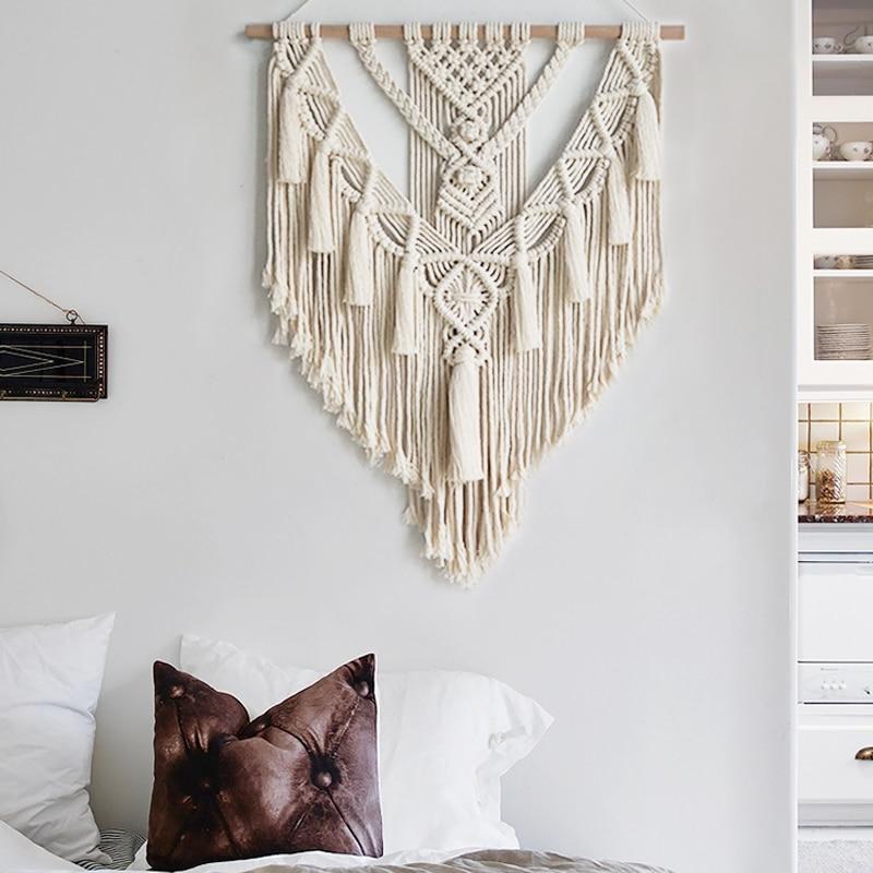 Bohemian Macrame Wall Tapestry with Geometric Design