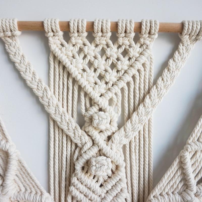 Bohemian Macrame Wall Tapestry with Geometric Design