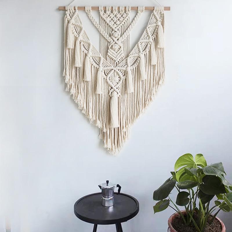 Bohemian Macrame Wall Tapestry with Geometric Design