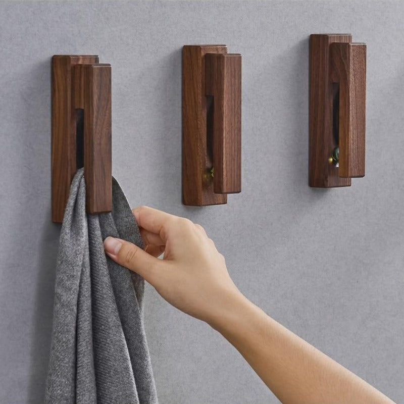 Nordic Wooden Towel Holder with Glass Grip - Beech, Walnut, or Oak