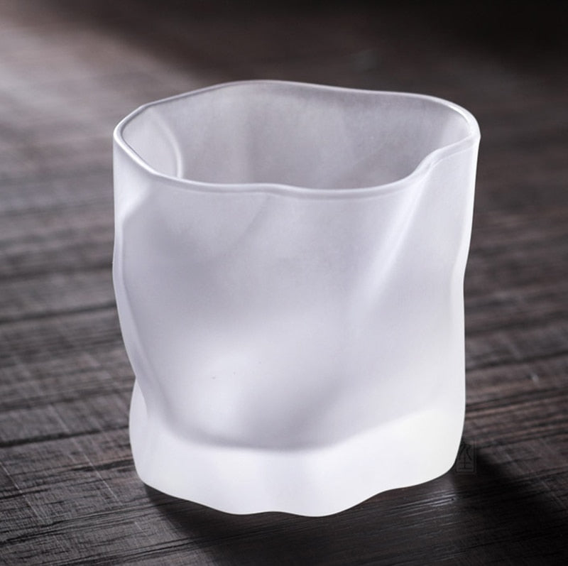 Distorted Texture Whiskey Glass Set with Gold Accents