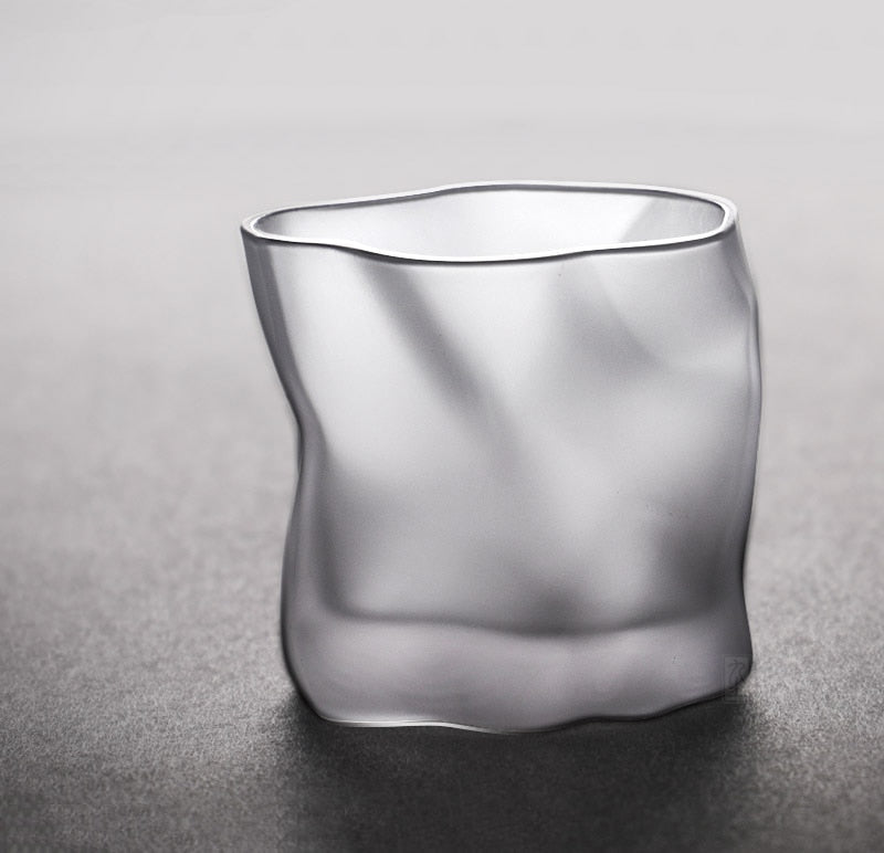 Distorted Texture Whiskey Glass Set with Gold Accents