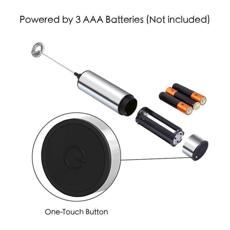 Portable Stainless Steel Milk Frother with Double Whisks