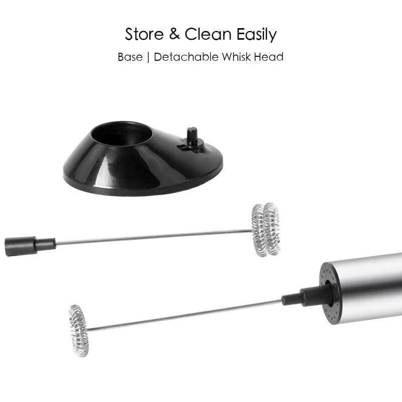 Portable Stainless Steel Milk Frother with Double Whisks
