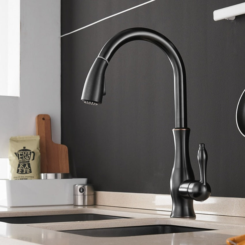 Retractable Pull-Out Kitchen Faucet with Single Lever Handle