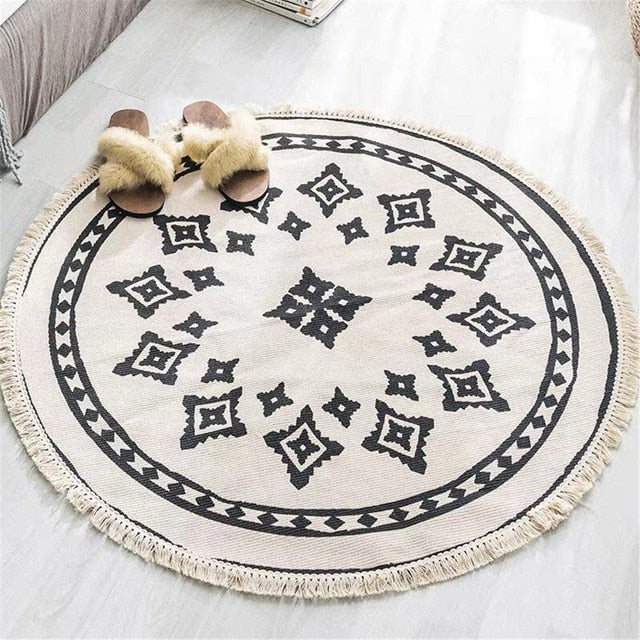 Mandala Accent Rug with Fringed Borders in Multiple Colors