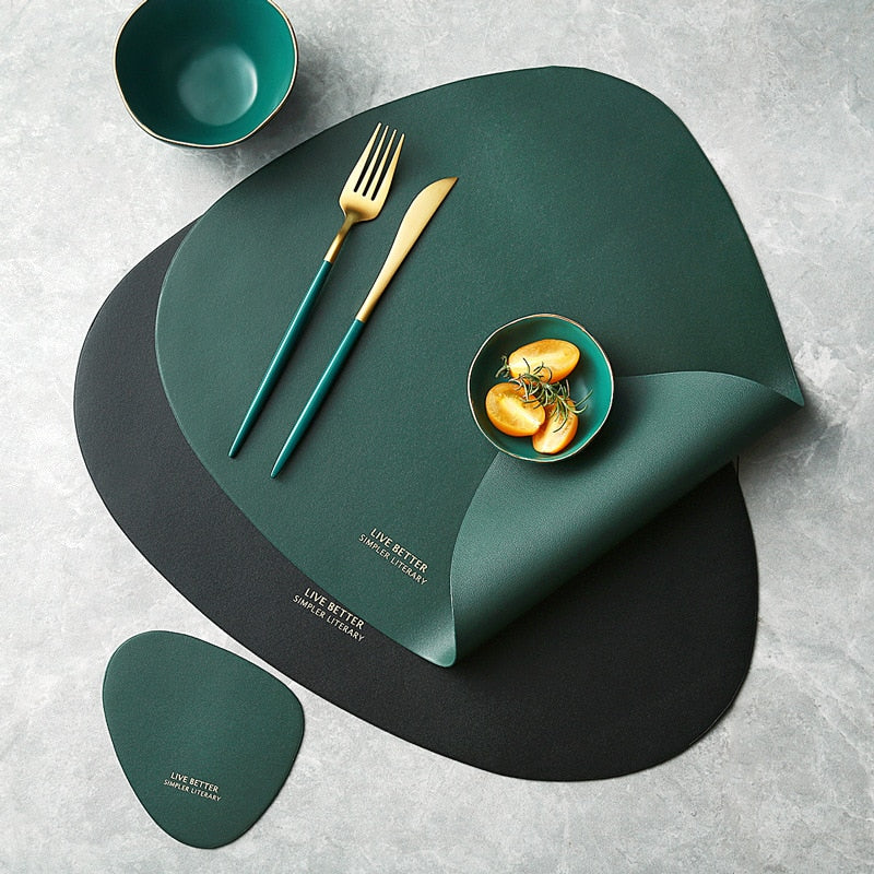 Triangle Faux Leather Placemat Set in 4 Colors