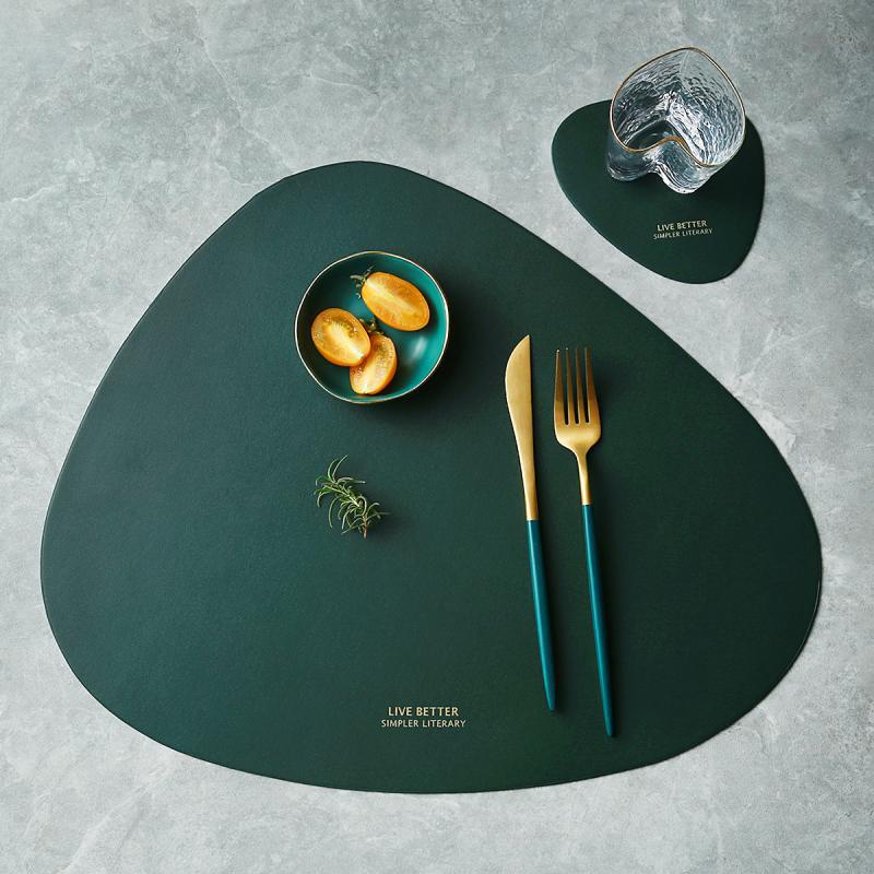Triangle Faux Leather Placemat Set in 4 Colors