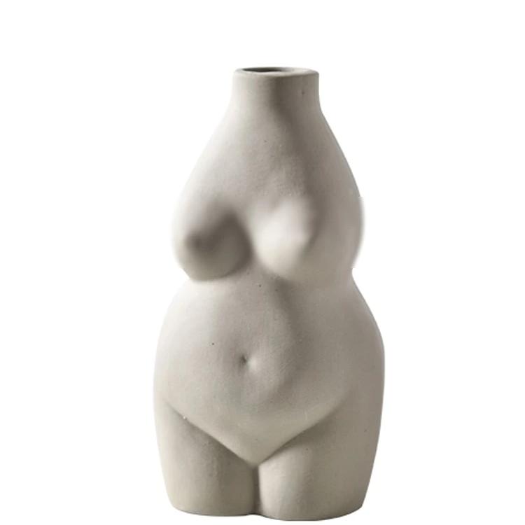 Venus Ceramic Bust Vase in Beige and Gold