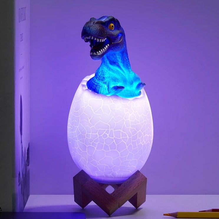 Dinosaur Egg Color Changing LED Lamp with Wooden Base