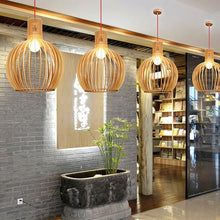 Handcrafted Wooden Pendant Lamp - Adjustable Height, Artisanal Design