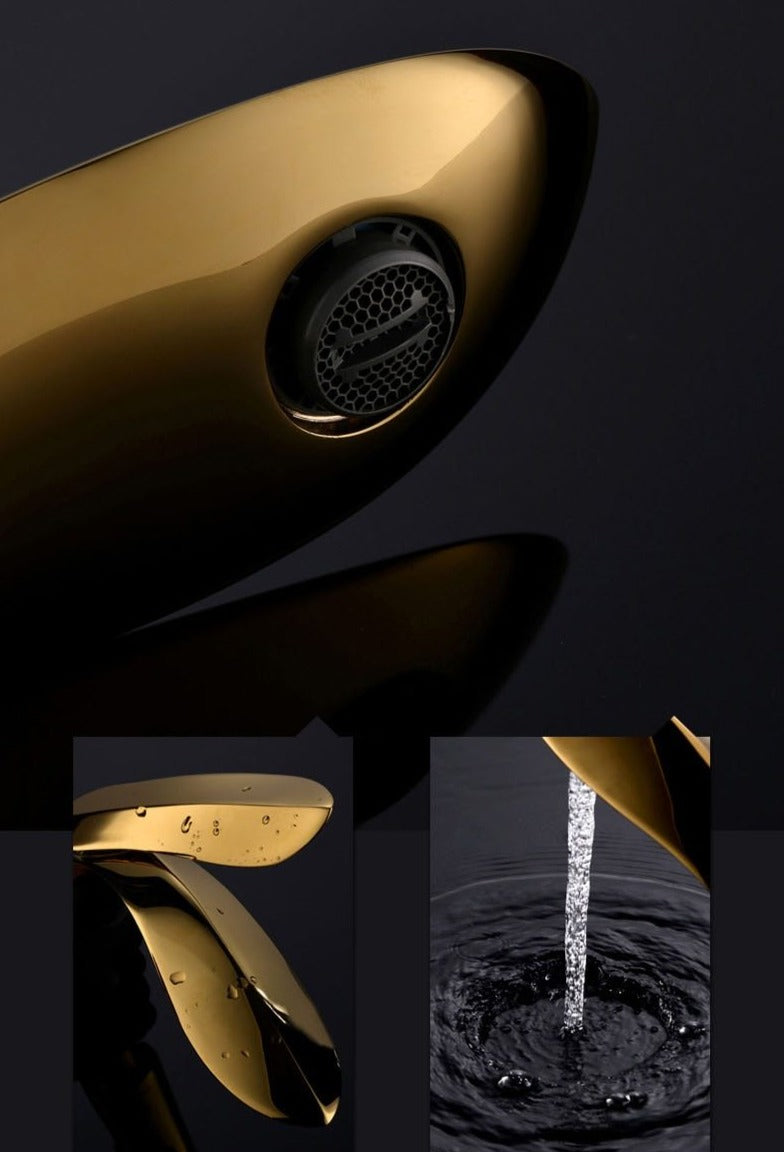 Contemporary Brass Bathroom Faucet with Elegant Handle