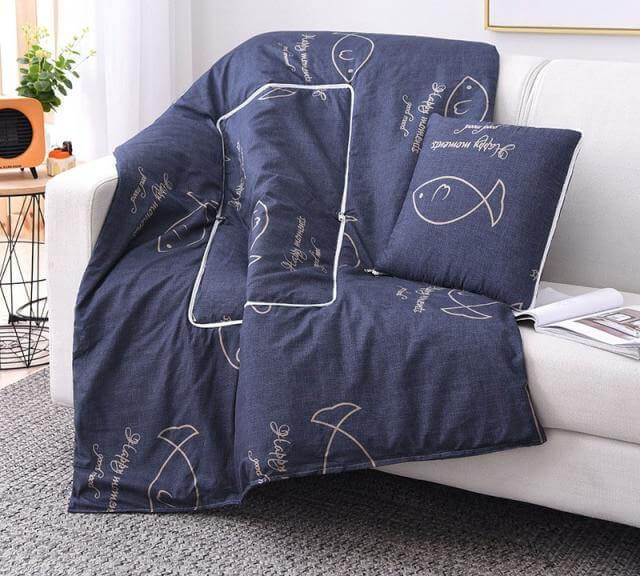 Colorful Cartoon Pillow Blanket 2-in-1 Travel Blanket