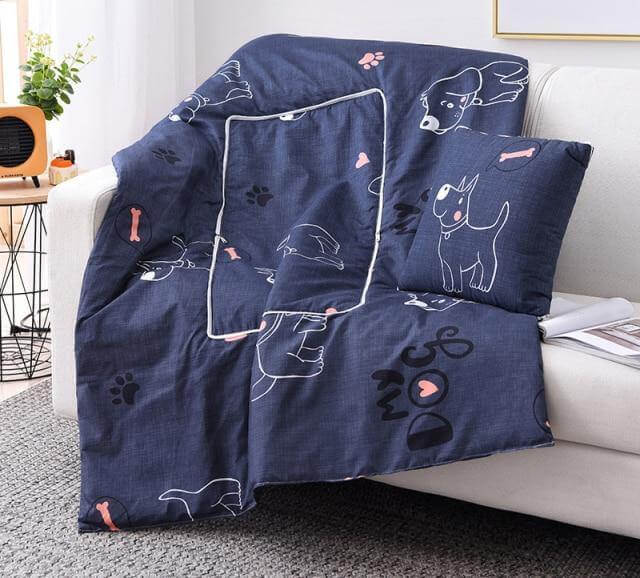 Colorful Cartoon Pillow Blanket 2-in-1 Travel Blanket