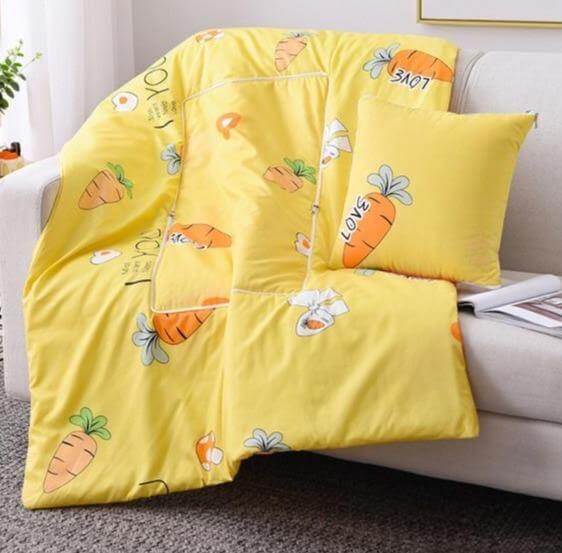 Colorful Cartoon Pillow Blanket 2-in-1 Travel Blanket