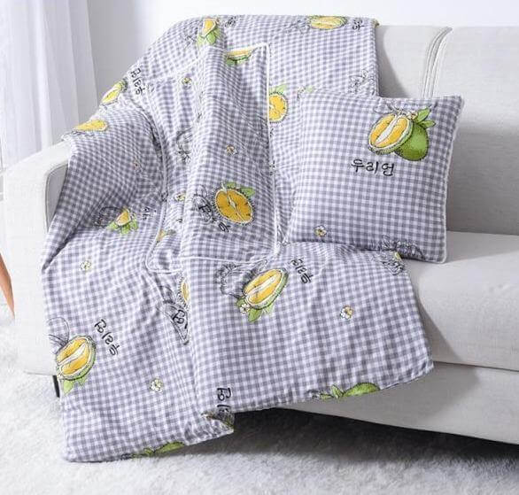 Colorful Cartoon Pillow Blanket 2-in-1 Travel Blanket