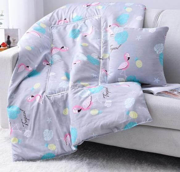 Colorful Cartoon Pillow Blanket 2-in-1 Travel Blanket