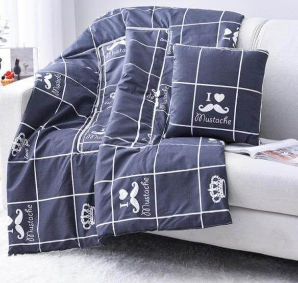 Colorful Cartoon Pillow Blanket 2-in-1 Travel Blanket