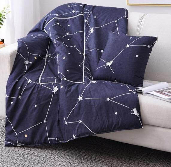 Colorful Cartoon Pillow Blanket 2-in-1 Travel Blanket